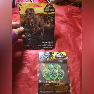 Jurassic world 5 pcs latex & 1 decorative balloon dinosaur -NEW